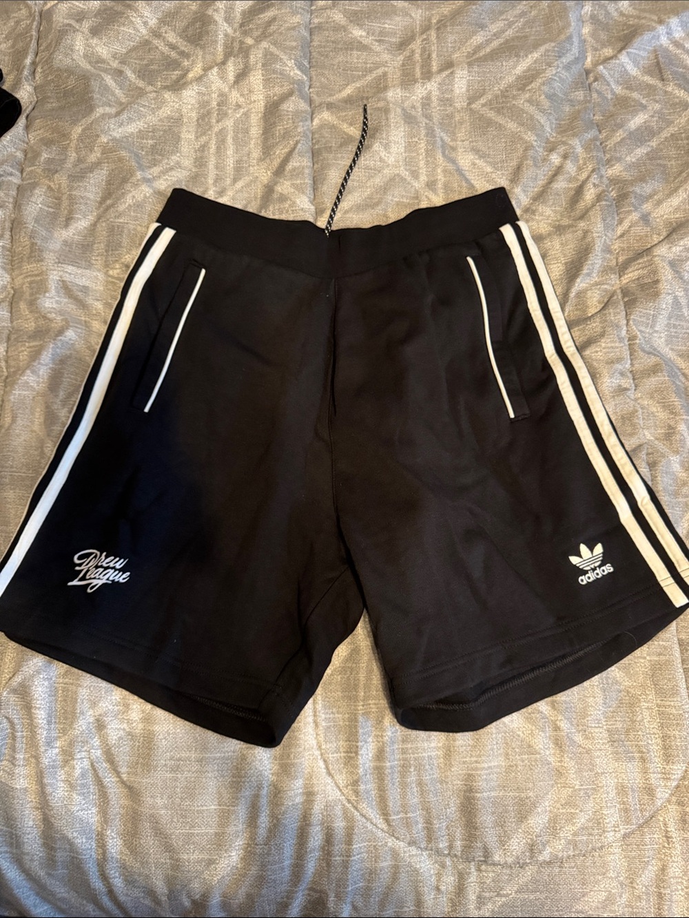adidas Black Athletic Shorts with White Side Stripes